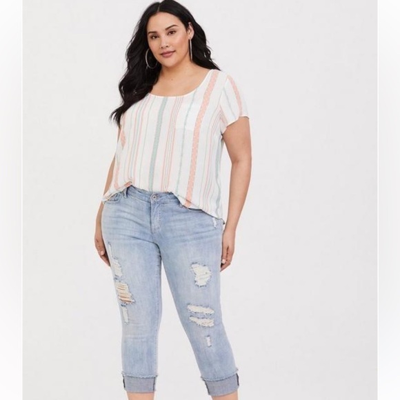 Torrid NWT Abbey Georgette Button Back Short Sleeve Blouse 1X - Picture 1 of 13